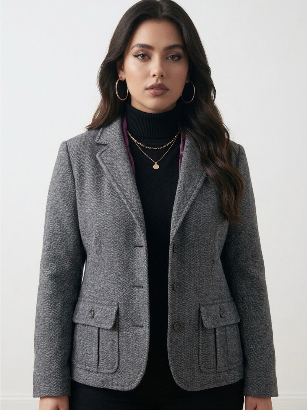 Eddie Bauer Wool Tweed Herringbone Blazer